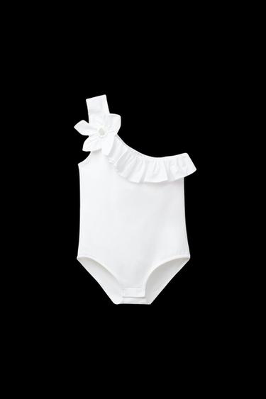 RUFFLE AND FLOWER BODYSUIT - White by Zara - Image 0