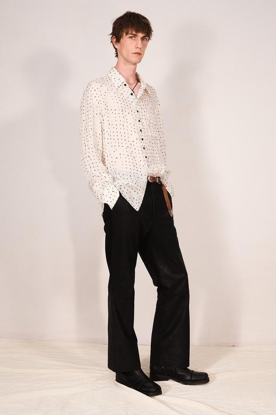 100% CUPRO PLAYING CARD PRINT SHIRT - Printed by Zara - Image 0