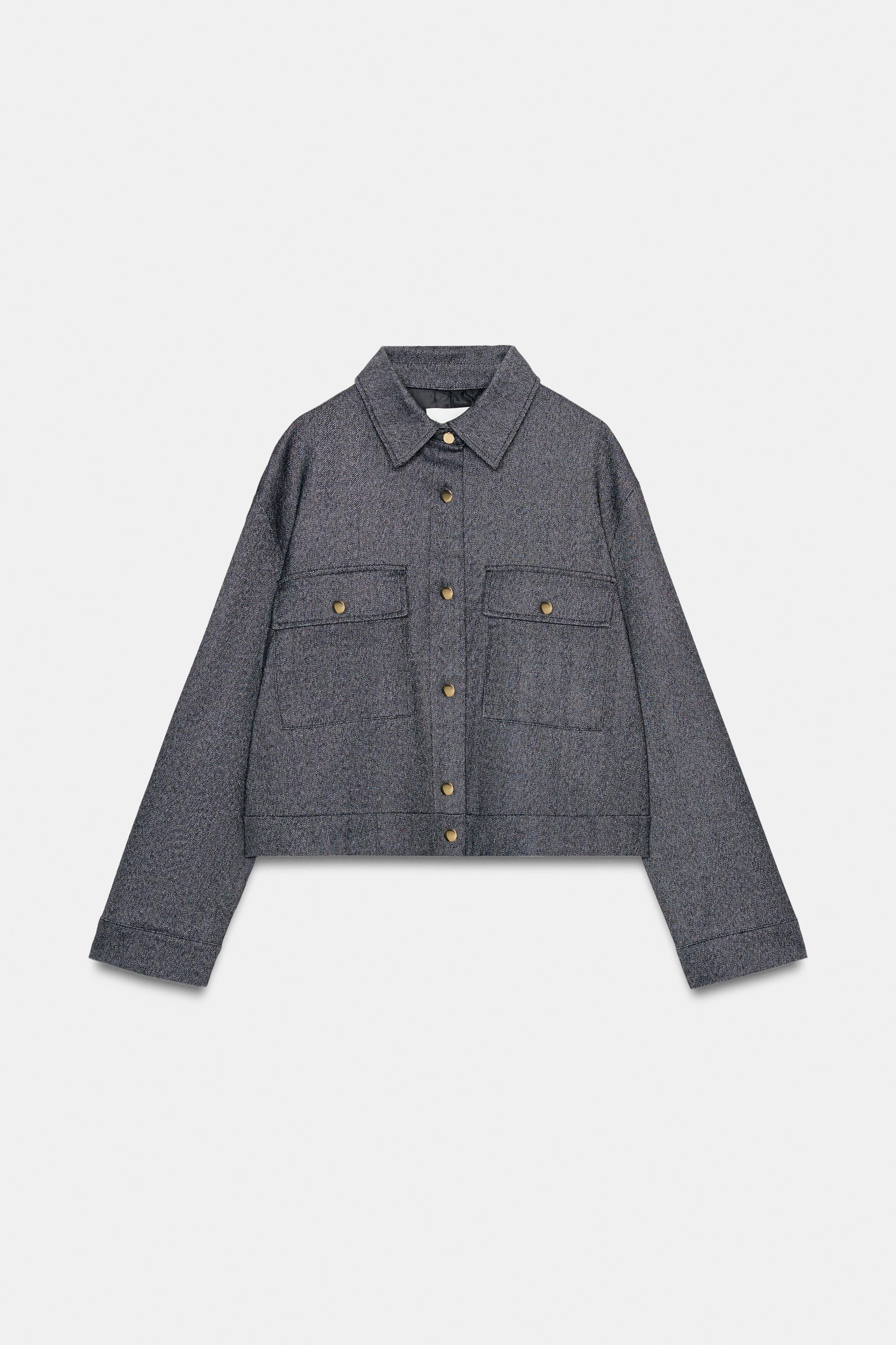 ヘリンボーン柄ポケット付きジャケット - グレー | ZARA Japan / 日本