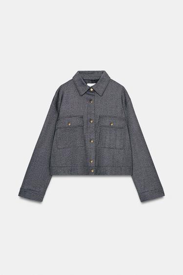 VESTE À CHEVRONS AVEC POCHES - Gris de Zara - Image 4