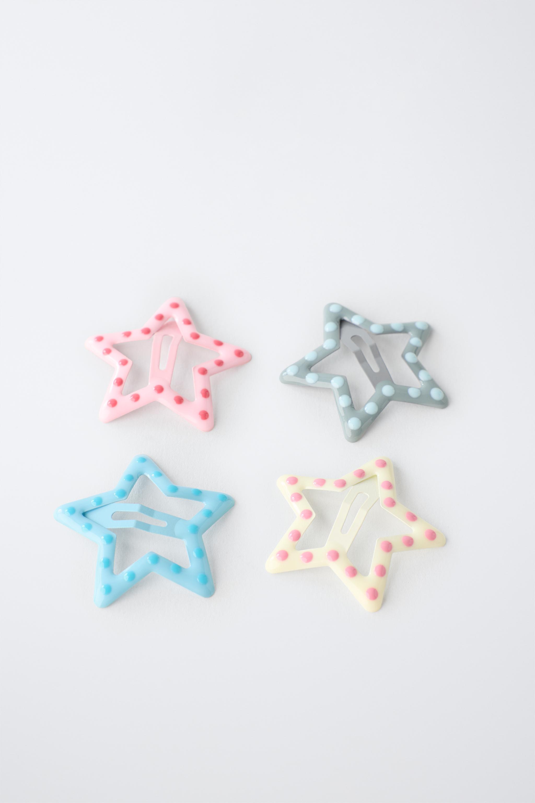 FOUR-PACK OF POLKA DOT STAR HAIR CLIPS