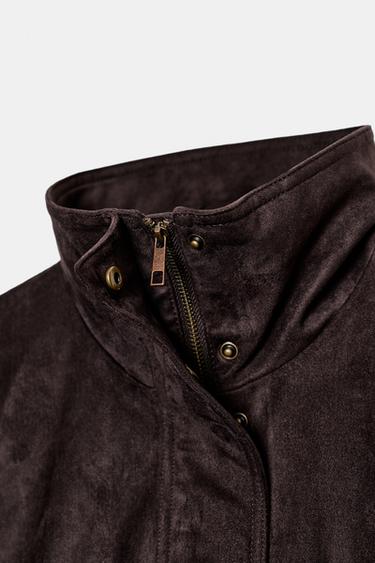FAUX SUEDE BOMBER JACKET - Brown by Zara - Image 2