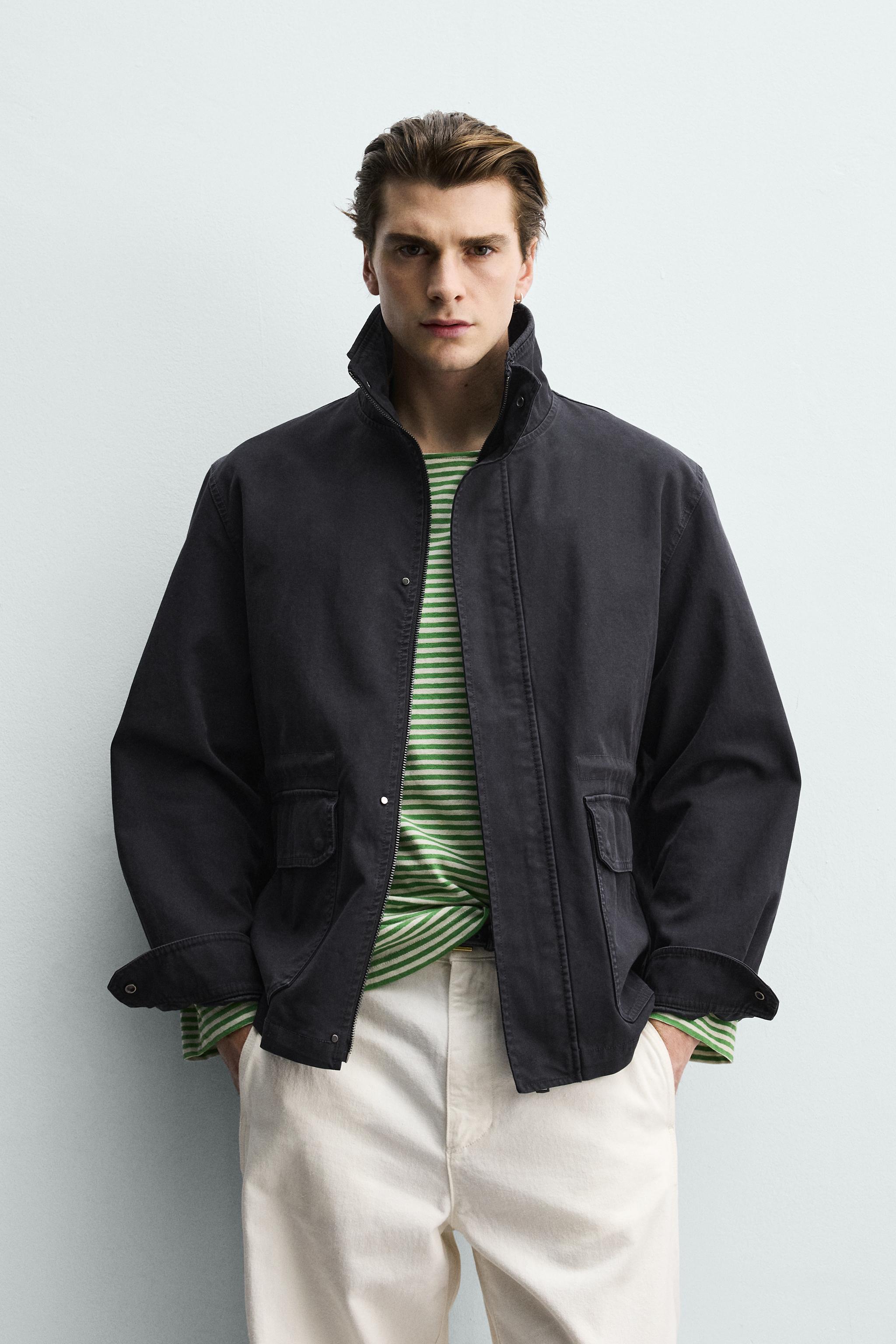 REGULAR FIT COTTON PARKA — Dark navy