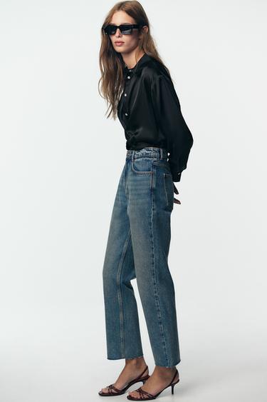 Z.02 STRAIGHT HIGH-WAIST ANKLE JEANS - Blue / Green by Zara