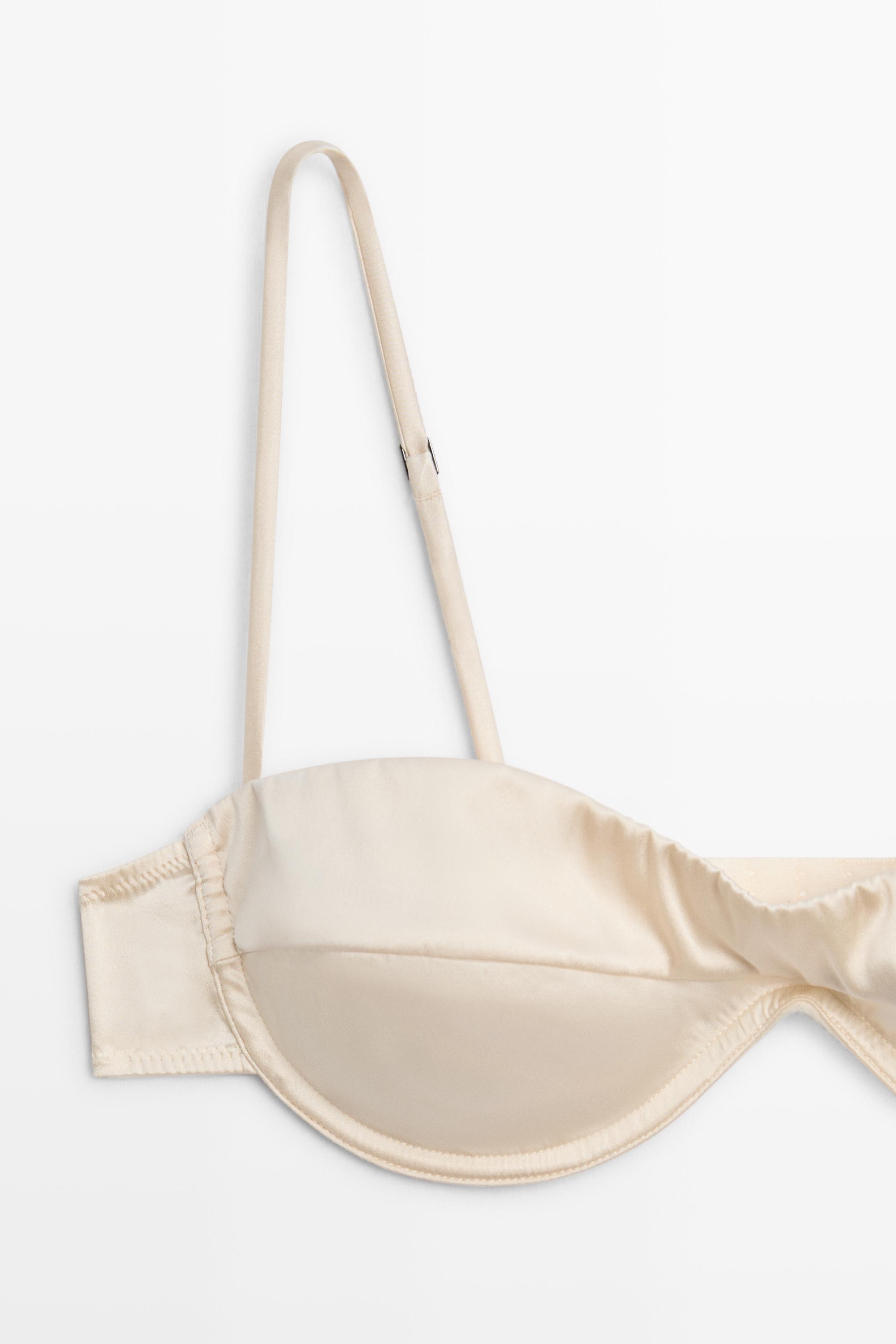 Bandeau top with underwire and seam detail — Ecru