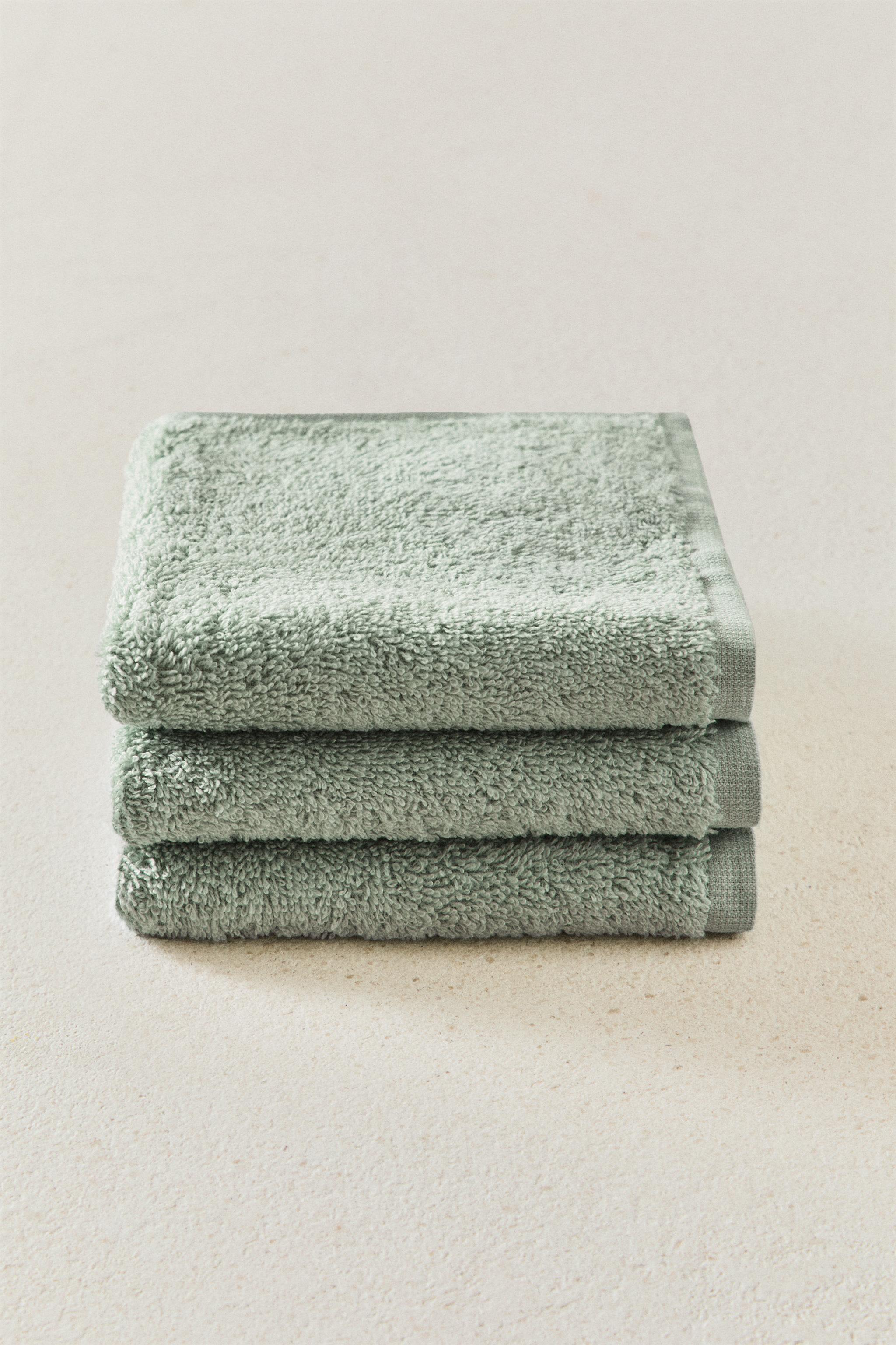 PACK OF COTTON HAND TOWELS (PACK OF 3) — Green / Blue