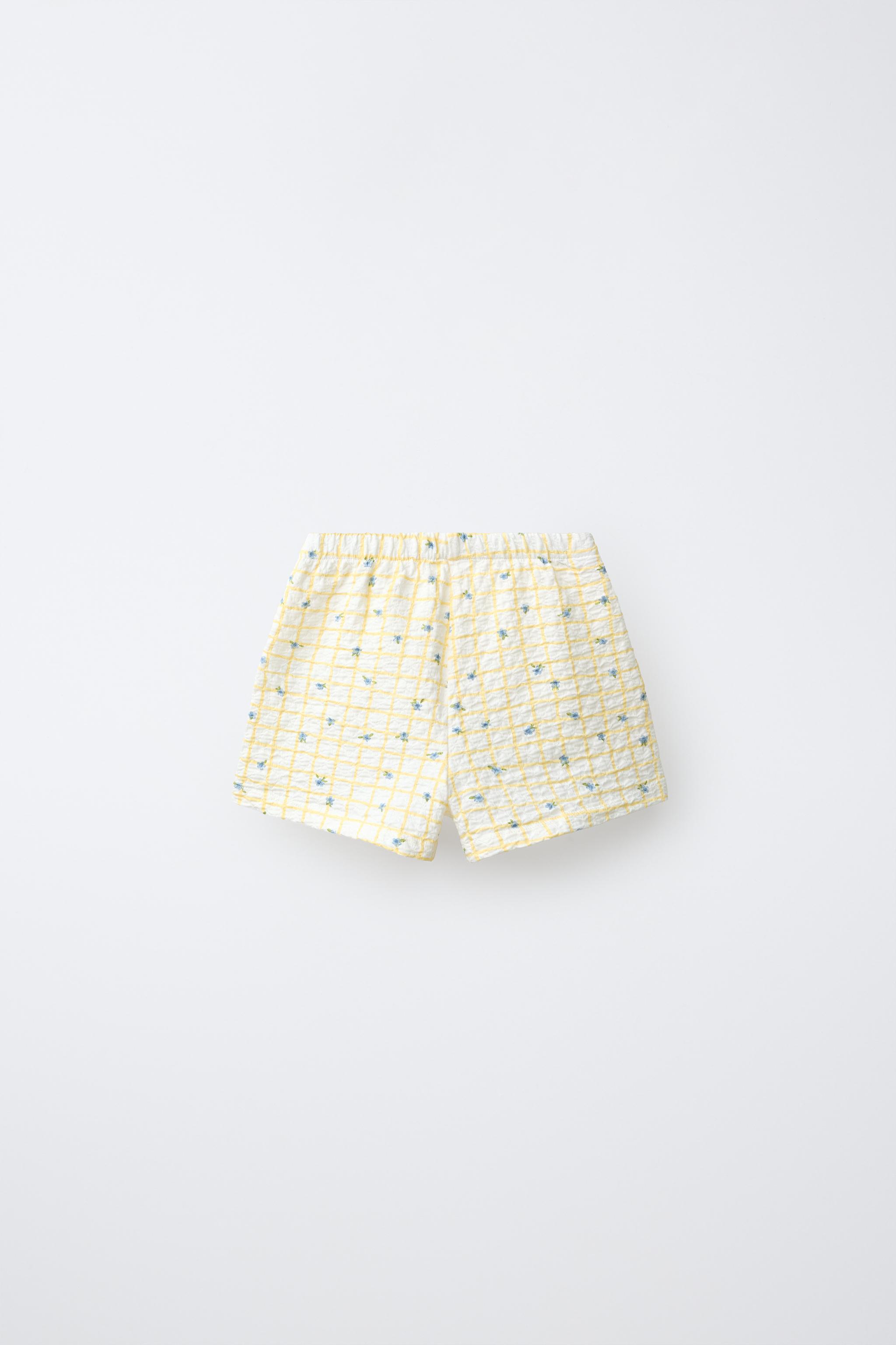 PLAID AND FLORAL SHORTS — Printed