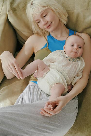 Zaras DOBBY SKJORTA MED MUSCH - Pastellgrön