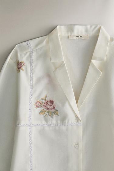 CHEMISE BRODERIES - Blanc cassé de Zara - Image 1