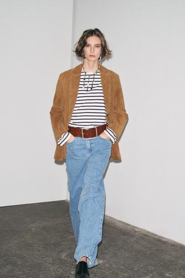 Zara ZW COLLECTION LIMITED EDITION 100% LEATHER BLAZER - Sand - Image 0