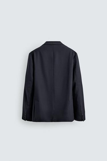 RELAXED FIT TEXTURED BLAZER - Navy blue by Zara - Image 7