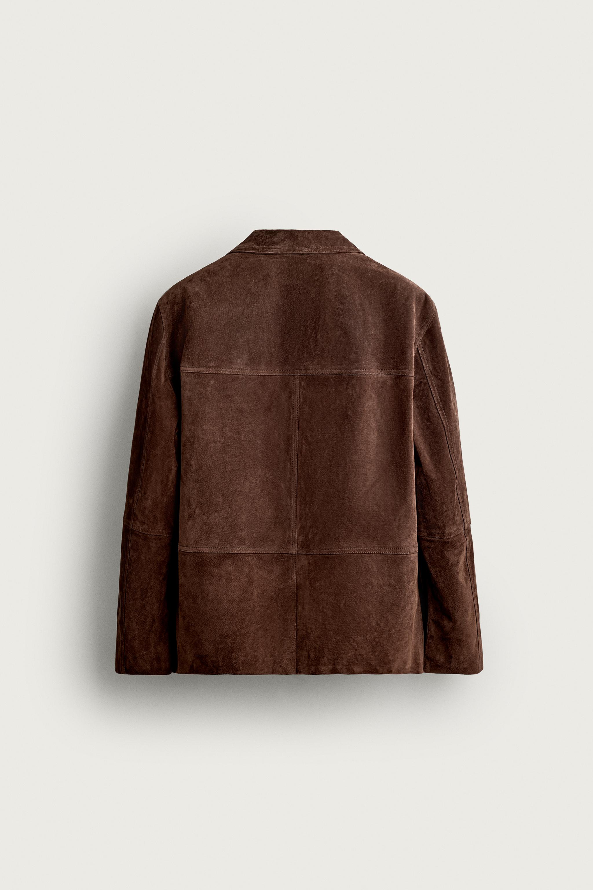 BLAZER COUPE DÉCONTRACTÉE EN CUIR SUÉDÉ