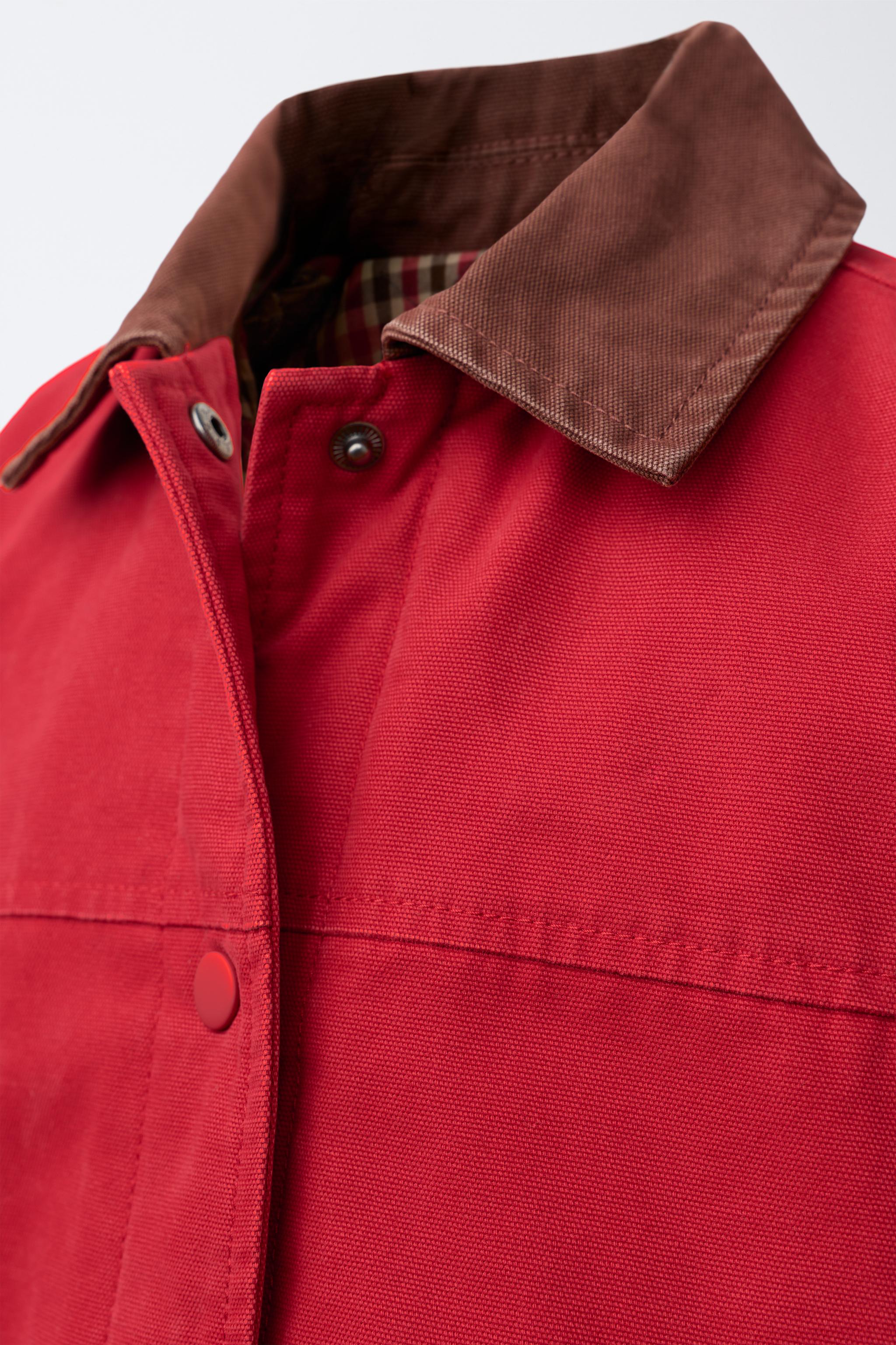 BLOUSON EN TOILE À COL CONTRASTE