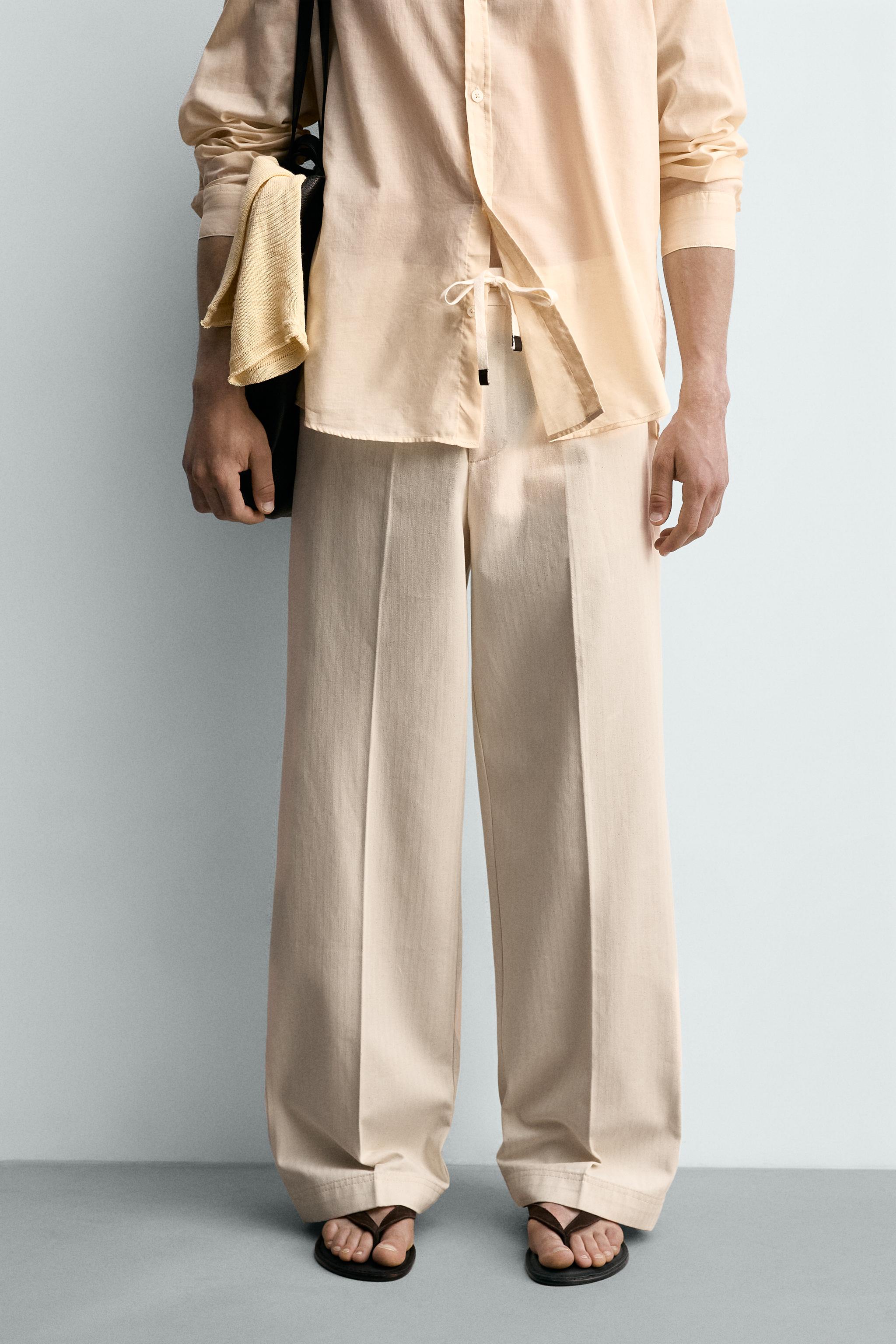 HERRINGBONE STRAIGHT FIT PANTS