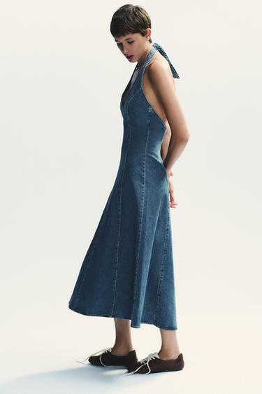 TRF HALTER DENIM DRESS - Blue by Zara - Image 3
