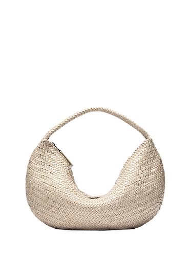 Zara Braided leather half-moon bag - Ecru