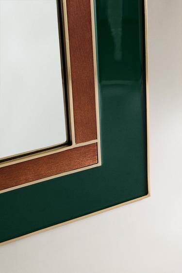 RESIN AND WOOD WALL MIRROR X COLLAGERIE - Green / Ecru by Zara - Image 2