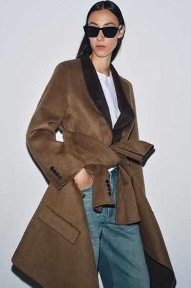 Zara OVERSIZED BLAZER WITH WOOL ZW COLLECTION - Brown