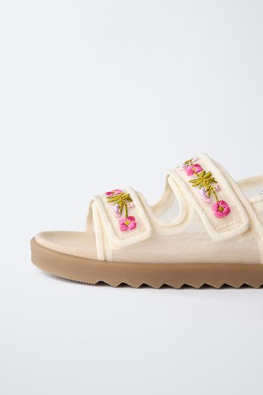 EMBROIDERED SANDALS - Ecru White by Zara - Image 5