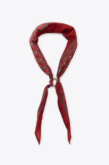 BANDANA ESTAMPADA ANILLA - Rojo de Zara