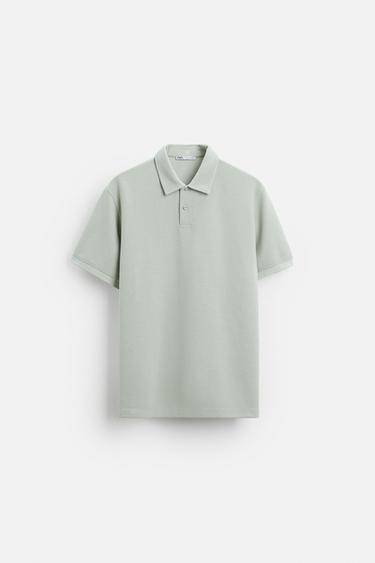 Zara TEXTURED POLO - Light green