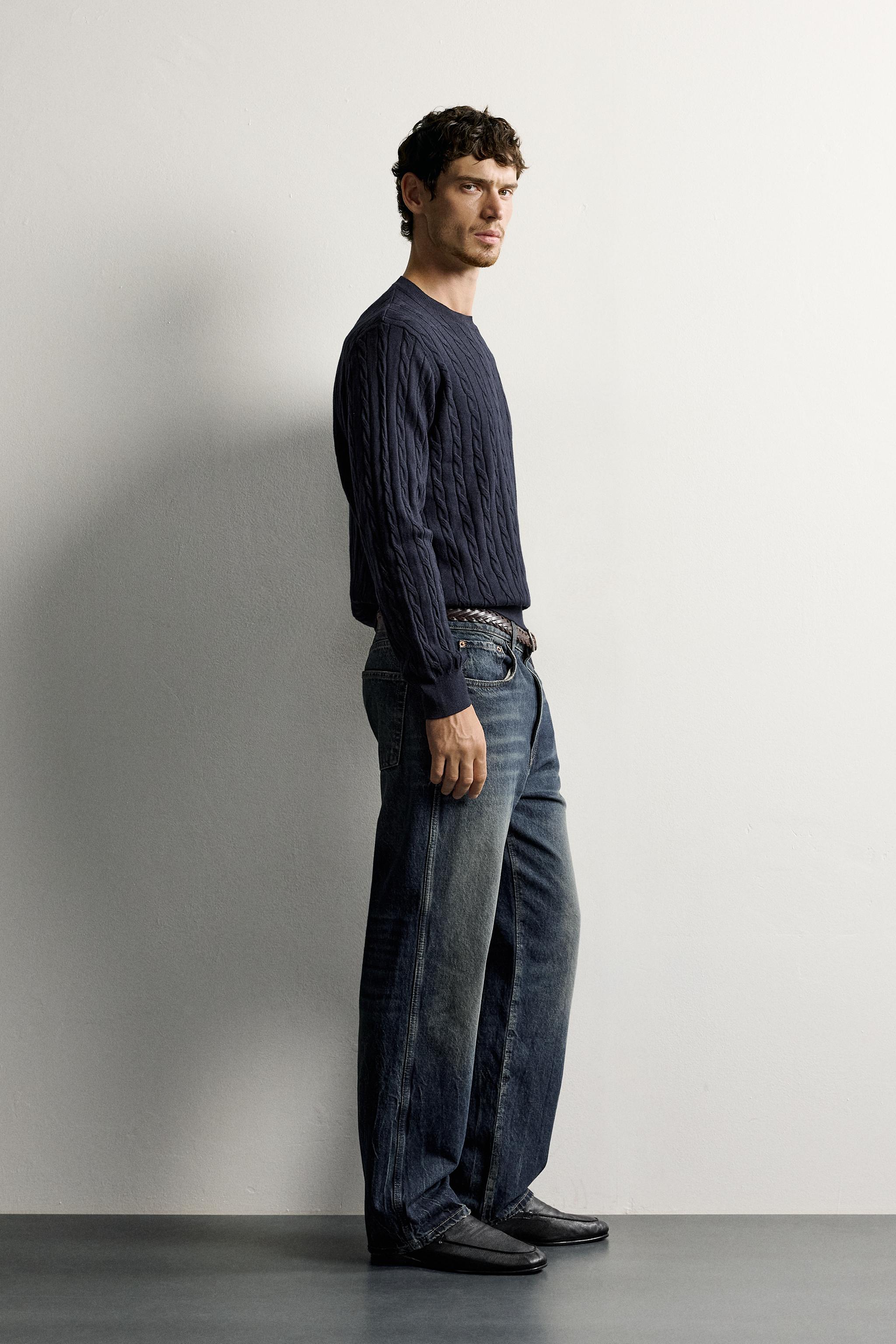 COTTON-WOOL CABLE KNIT SWEATER