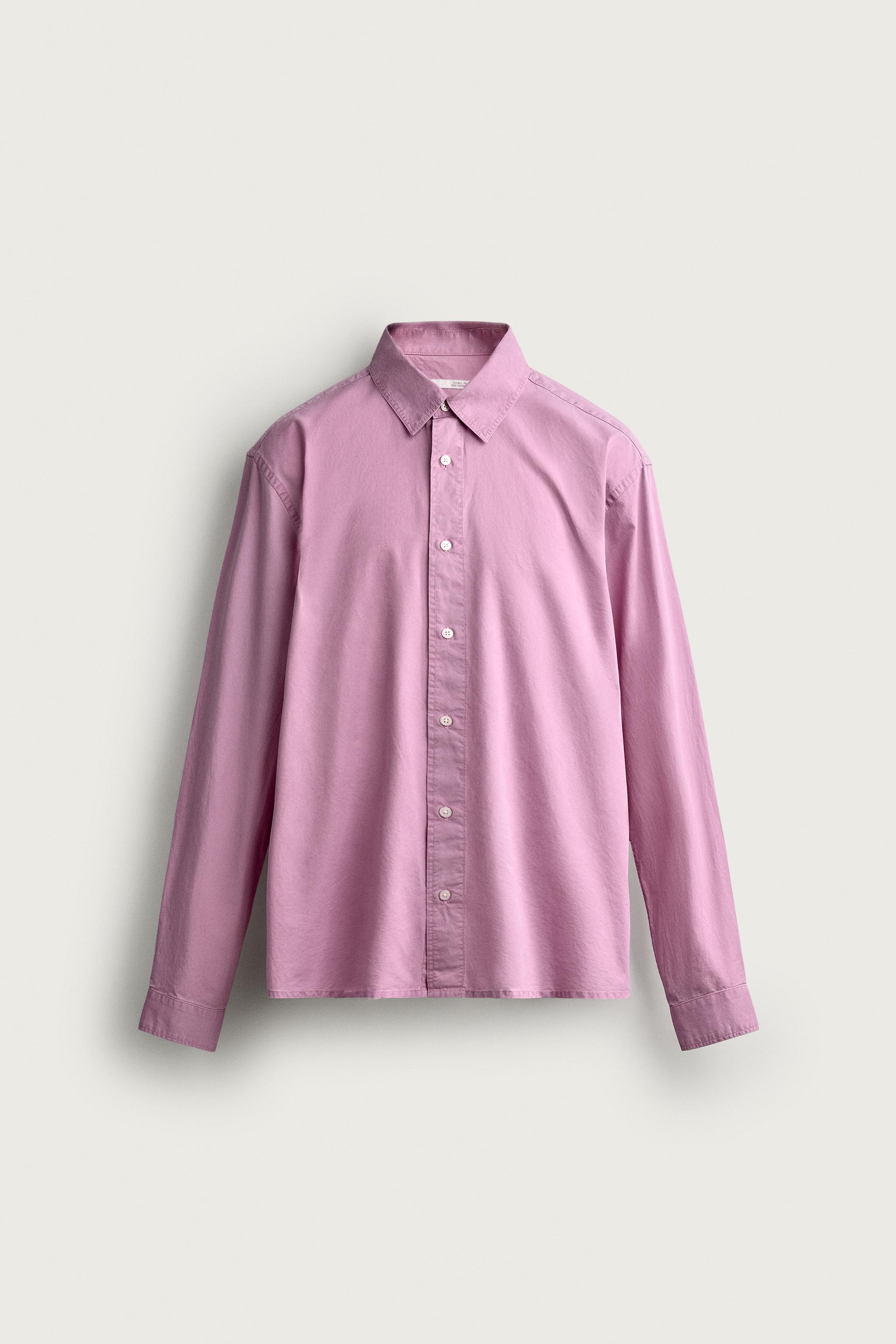 WASHED RELAXED-FIT SHIRT — Pink