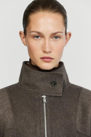 Wool blend bomber jacket — Brown 1