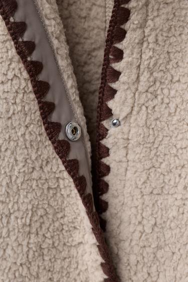 FAUX SHEARLING ONE-PIECE SUIT WITH CONTRAST TRIMS - Beige by Zara - Image 3