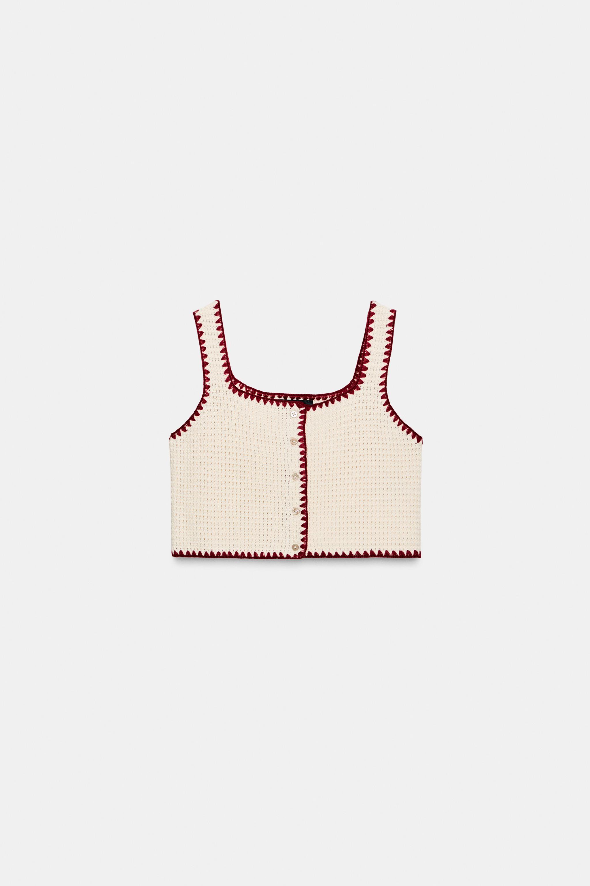 KNIT BUTTON CROP TOP - Light beige | ZARA South Africa