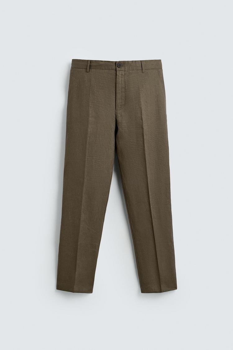 ZARA REGULAR FIT 100% LINEN TROUSERS
