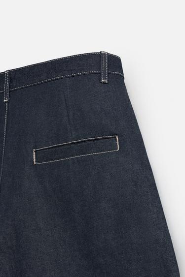 WIDE-FIT DENIM BERMUDA SHORTS - Indigo by Zara - Image 9