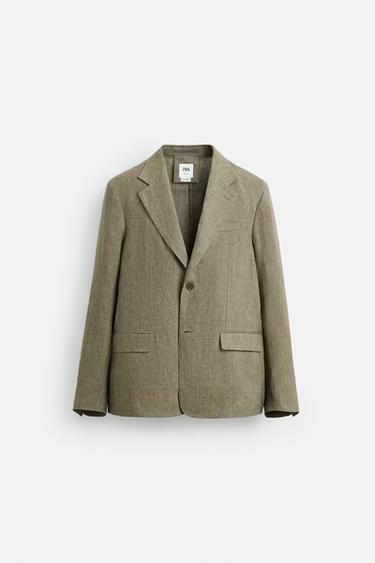 LIMITED EDITION 100% LINEN SUIT BLAZER - camel by Zara