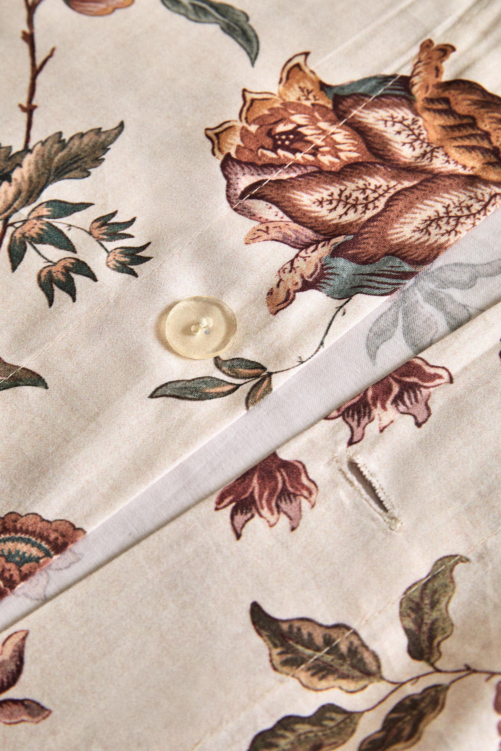 HOUSSE DE COUETTE FLEURS ET BRANCHES SATIN (300 FILS)