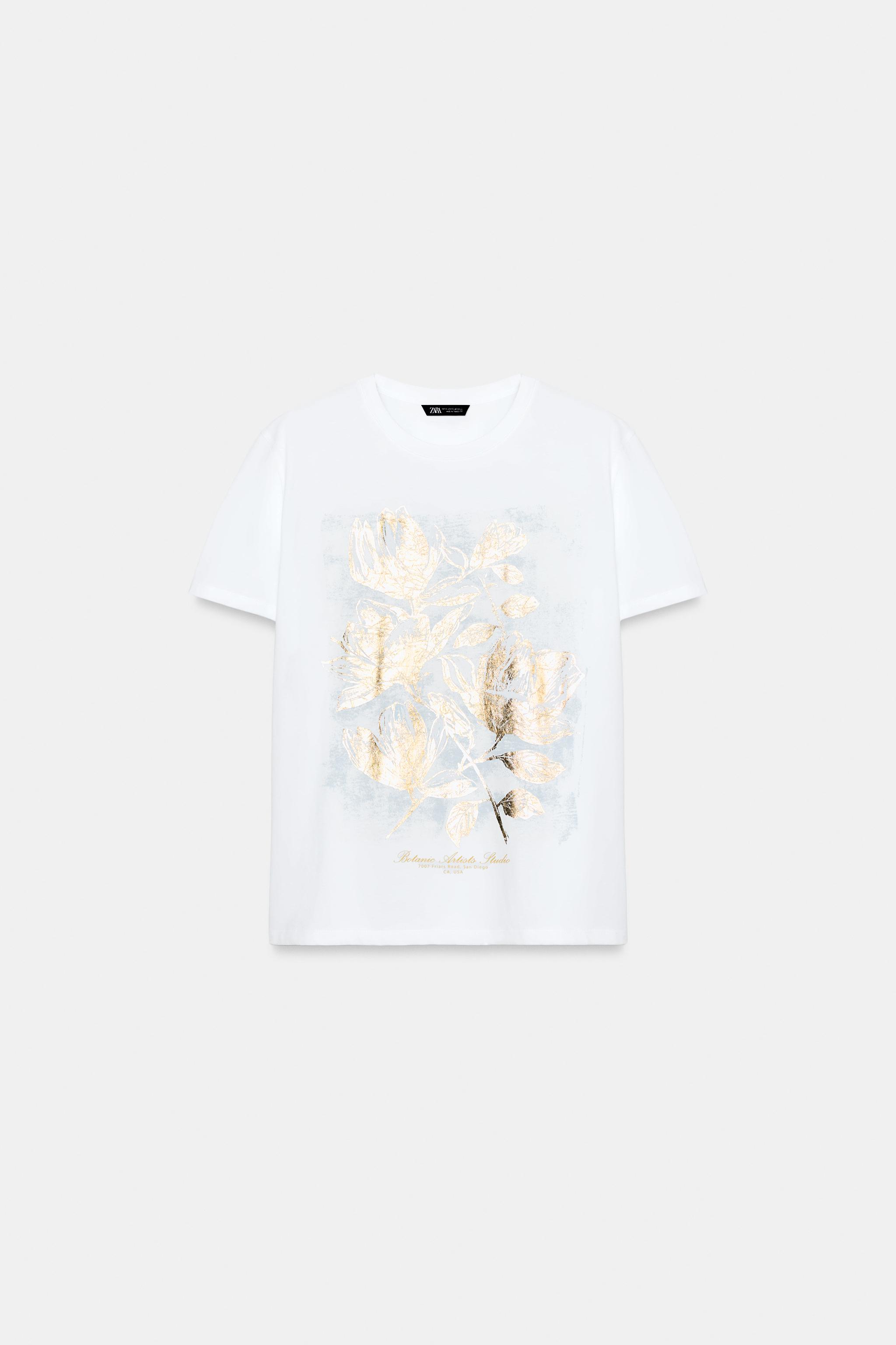 Женские футболки Zara METALLIC SHORT SLEEVE T-SHIRT — фото 5