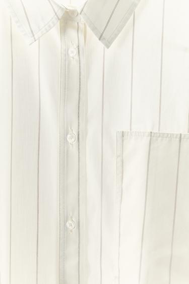 STRIPED PYJAMA SHIRT - Ecru / Beige by Zara - Image 4