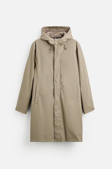 RUBBERISED PARKA WITH HOOD - Brown / Taupe by Zara