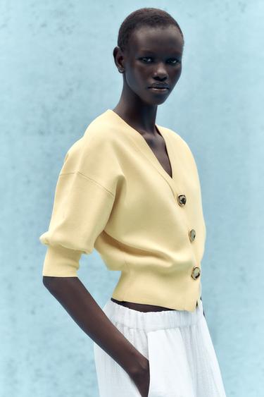CHAQUETA PUNTO MANGA FRANCESA - Amarillo de Zara