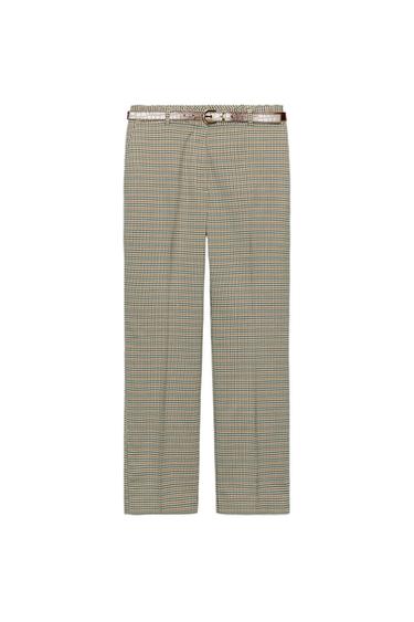 Zara CHECKED BELTED PANTS - Multicolored