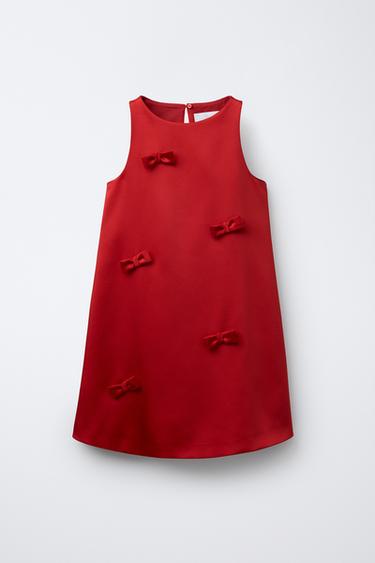 SATEEN DRESS WITH BOWS - Red by Zara - Image 0
