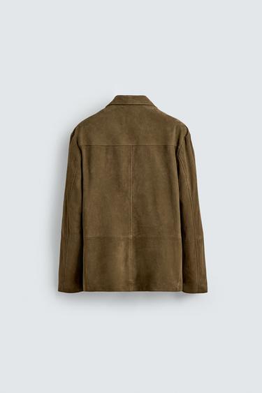 VESTE COUPE DÉCONTRACTÉE EN DAIM - Vert olive de Zara - Image 7