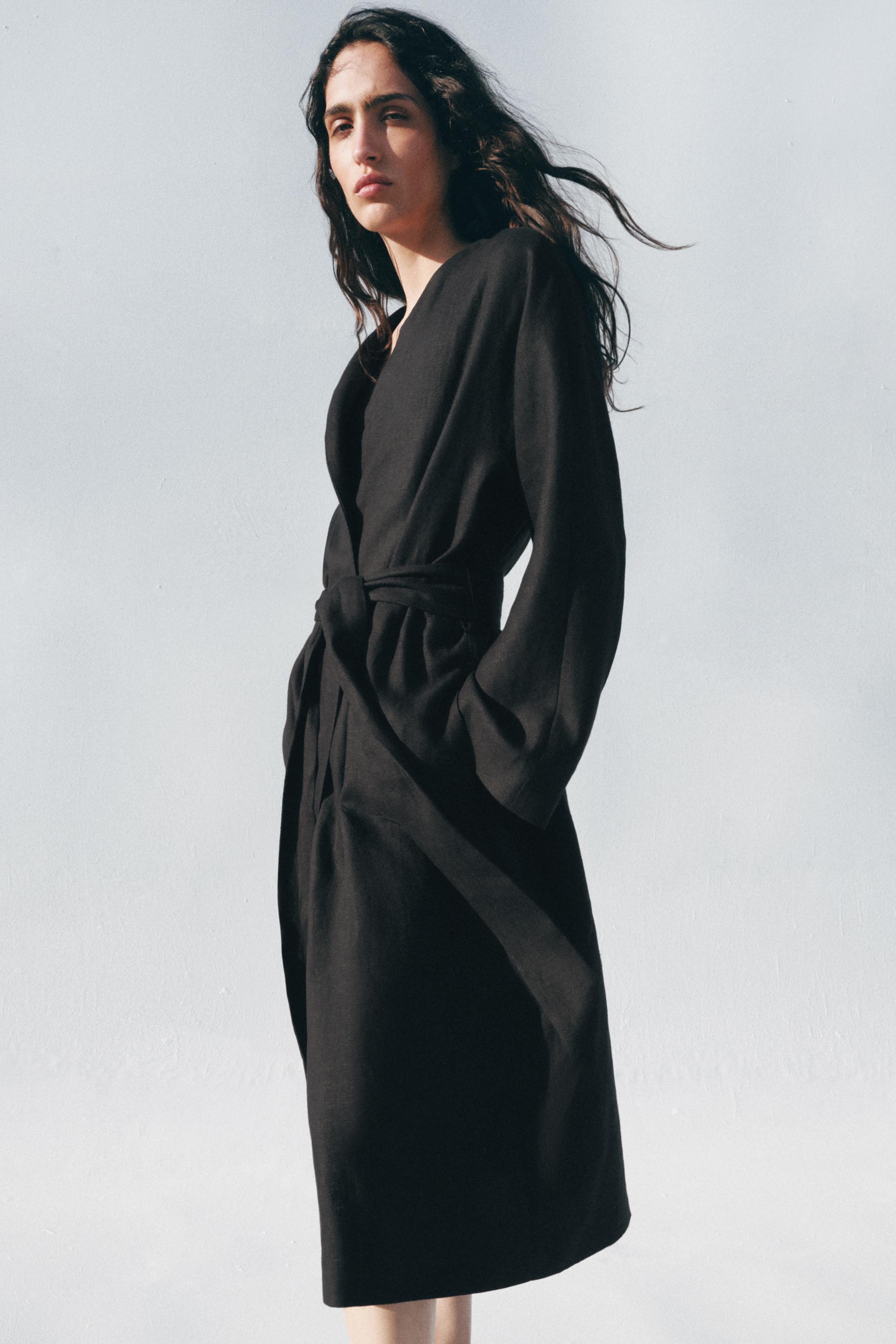MANTEAU CEINTURÉ EN LIN ZW COLLECTION