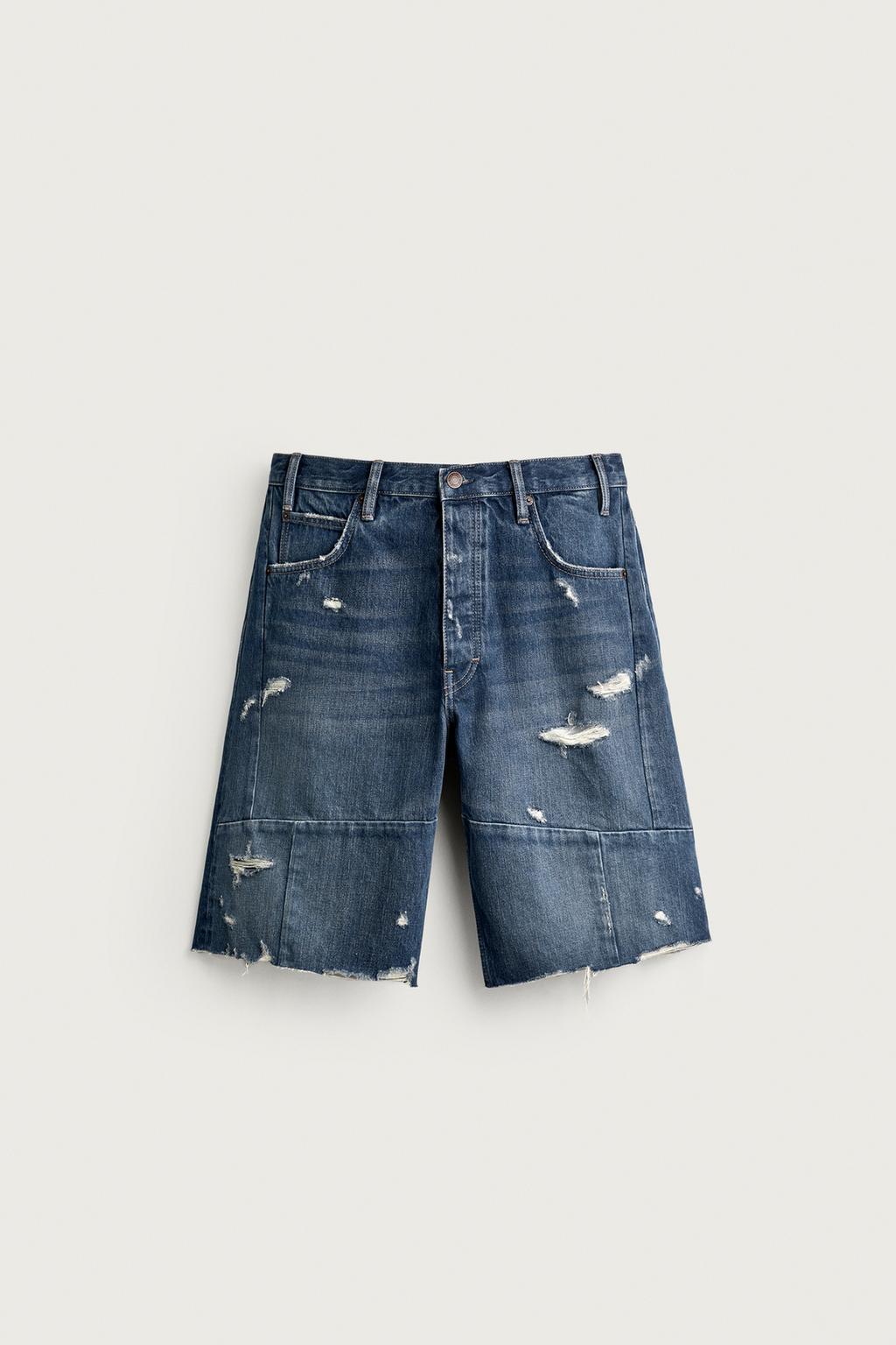 Baggy Fit Seamed Denim Shorts — Men's
