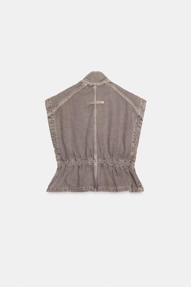 GILET Z1975 EN DENIM À COL MONTANT - Marron chiné de Zara - Image 6