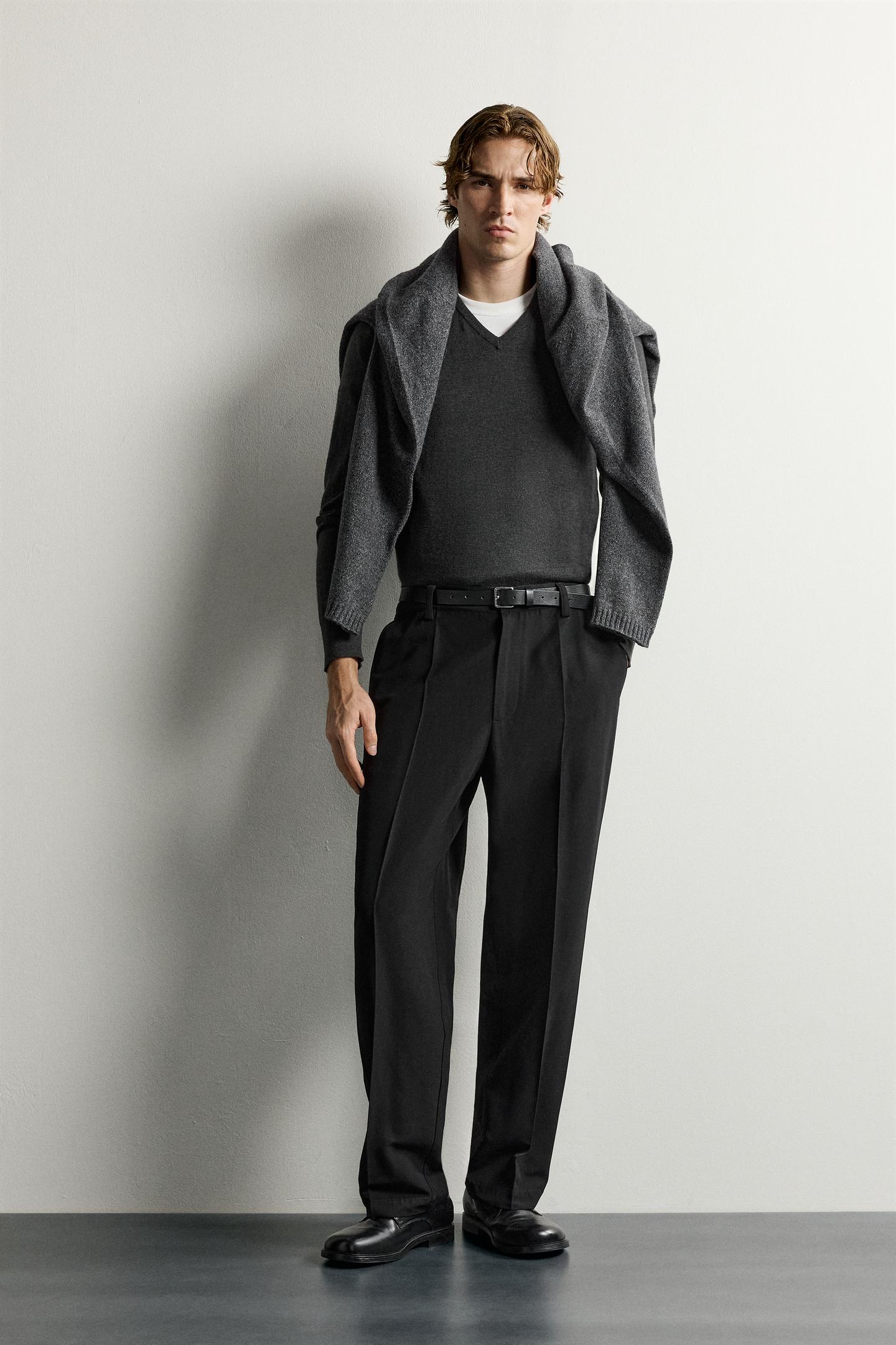 Мужские брюки Zara Straight Fit, цвет: Чёрный