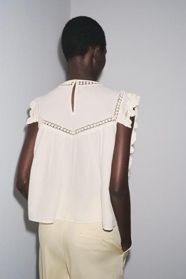 CHEMISE PLASTRON À VOLANT ZW COLLECTION - Blanc de Zara - Image 2