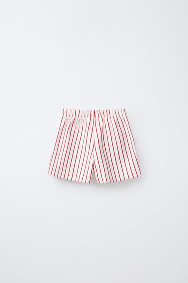 JUPE BERMUDA RAYURES LACET - Rouge de Zara - Image 1