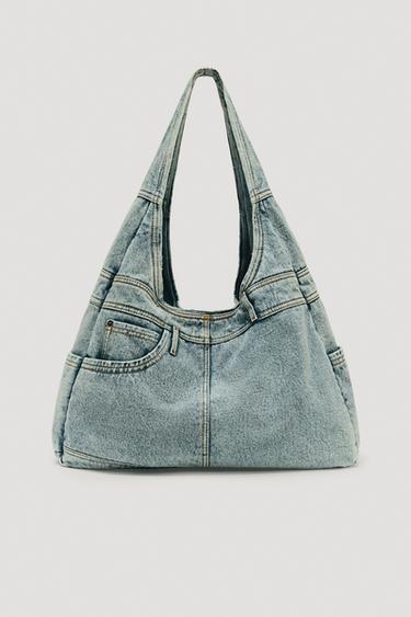 Zara LIMITED EDITION MAXI DENIM BAG - Denim Blue
