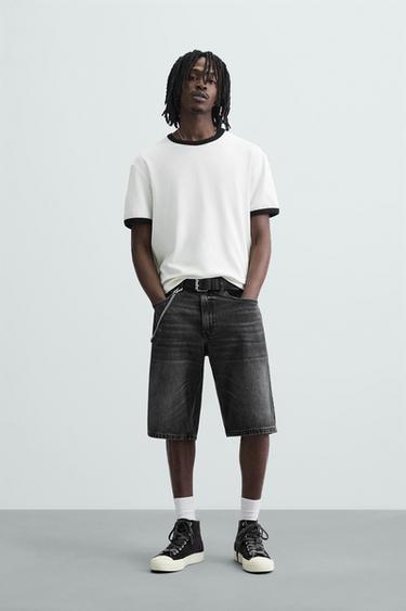 BERMUDA DENIM BAGGY FIT - Negro de Zara
