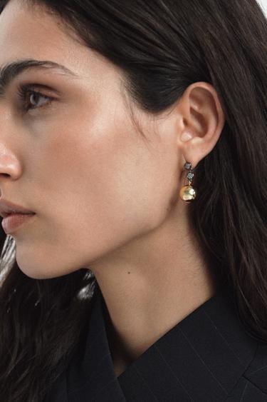 Zara PACK OF COMBINED SHINY BALL EARRINGS - Golden
